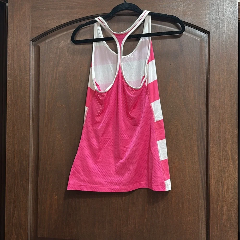 Nike Pink and White Striped Tank Top
